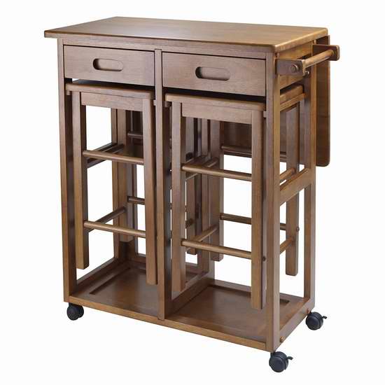  Winsome Wood Space Saver 矩形餐桌椅3件套 209.99加元包邮！2色可选！