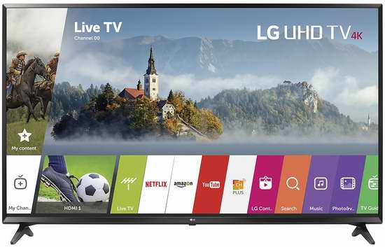  史低价上再降101加元！2017新款 LG 55UJ6300 55寸4K超高清智能电视 778.75加元包邮！