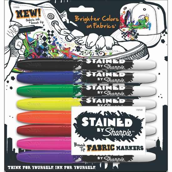  历史新低！Sharpie 锐意 1779005 8色 织物专用 永久记号彩色马克笔 9.99加元限时特卖！
