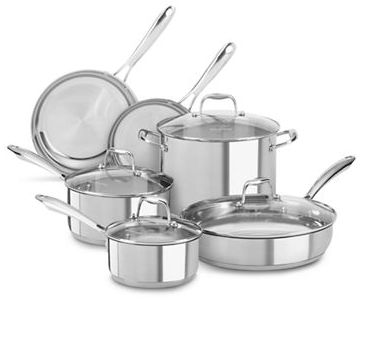  KITCHENAID不锈钢锅具 10件套 179.99加元，原价 679.99加元，包邮
