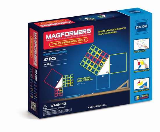  历史新低！Magformers Pythagoras 数学几何 益智磁力积木（47pcs）4.4折 58.07加元包邮！