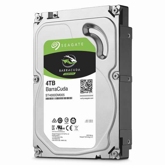  历史最低价！Seagate 希捷 BarraCuda 酷鱼 ST4000DM005) 4TB 3.5英寸SATA III 台式机硬盘 129.99加元包邮！