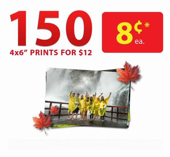  Walmart Photo Centre 打印150张以上6寸照片，单张仅需8分钱！