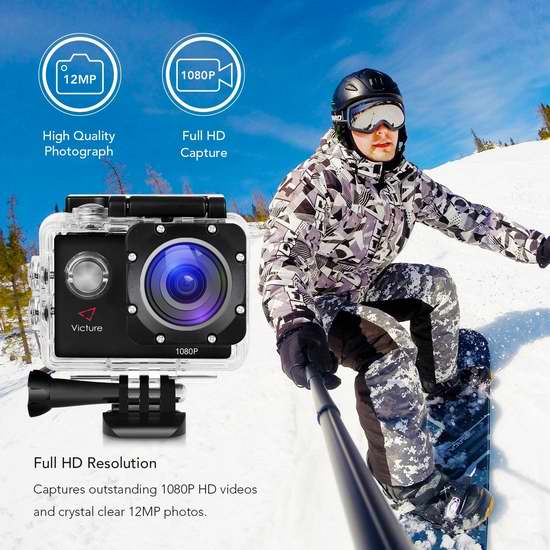 Victure 1080P 12MP 全高清超大广角运动摄像机 46.74加元限量特卖并包邮！