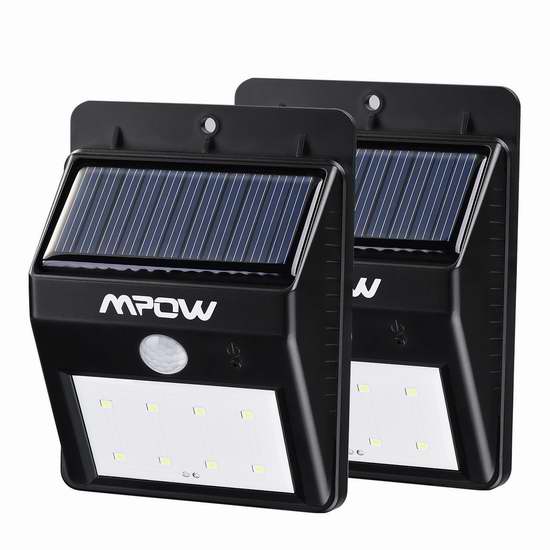  Mpow 8 LED 太阳能运动感应灯2件套 22.99加元限量特卖并包邮！会员专享！