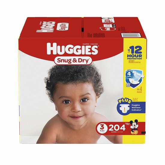  历史最低价！Huggies 好奇 Snug & Dry Plus 婴幼儿纸尿裤超值装（128-252片、1-6阶段） 26.82-32.42加元包邮！