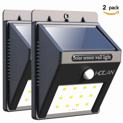  Holan 12 LED 太阳能防水运动感应灯2件套 18.39加元限量特卖！