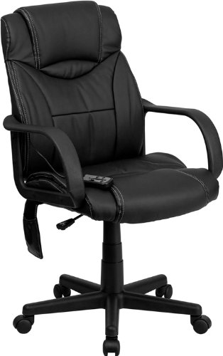  历史新低！Flash Furniture BT-2690P-GG 多功能按摩 高靠背真皮旋转办公椅4.2折 86.54加元包邮！