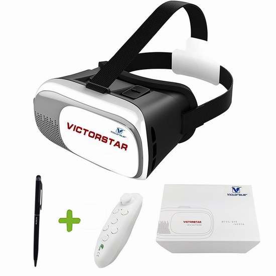  VICTORSTAR 3D VR 头戴式虚拟现实眼镜+蓝牙遥控 16.06加元限量特卖！