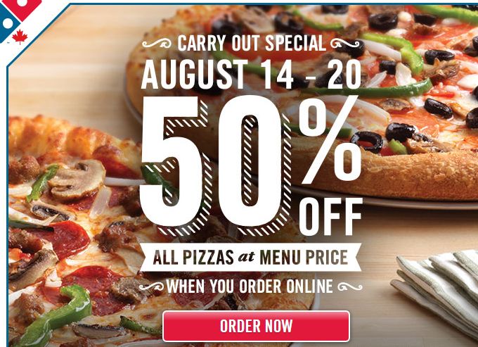 Domino's Pizza 在线下单订购披萨，享受5折优惠！