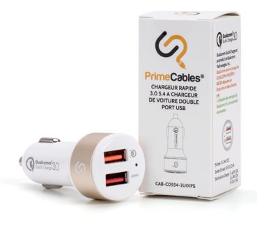  PrimeCables 高通快充3.0 5.4A 车载双口USB快速充电器 6.99加元包邮！仅限今日！