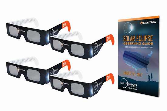 8月21日加拿大将现日偏食！Celestron 星特朗 EclipSmart 超级太阳观察眼镜套装 15.33加元！