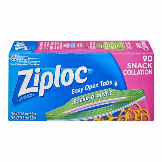  Ziploc Snack 零食保鲜袋90个装 2.04加元