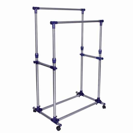  SONGMICS ULLR03B 可移动式双规不锈钢晾衣架 49.99加元包邮！