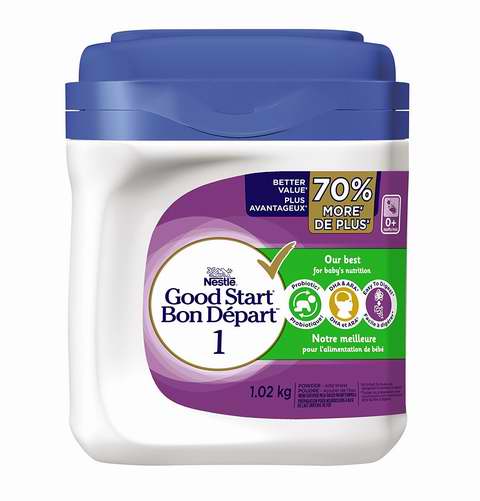  历史最低价！加拿大 Nestle 雀巢 Good Start 1/2阶段 含DHA&ARA益生菌配方奶粉（1.02 kg，两款） 33.97加元包邮！