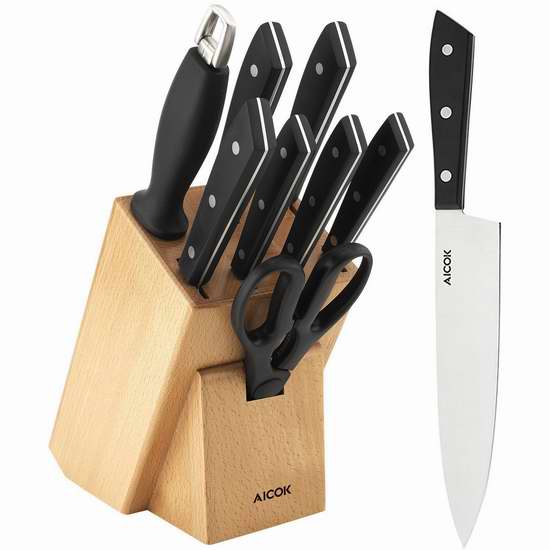  Aicok 专业不锈钢刀具9件套3.3折 40.76加元限量特卖并包邮！