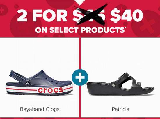  Crocs 卡洛驰洞洞鞋 精选106款成人儿童鞋靴，任购两双仅需40加元！