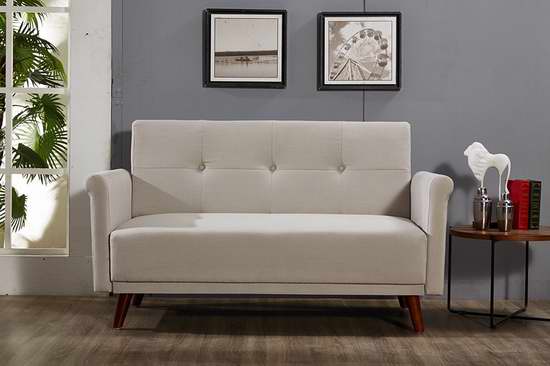  US Pride Furniture S5242-L 时尚米色双人布艺沙发5.3折 201.73加元包邮！