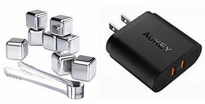  AUKEY 高通快充3.0 双口USB智能快速充电器 20.99加元包邮！送价值27.99加元Kealive食品级不锈钢冰镇石8件套！
