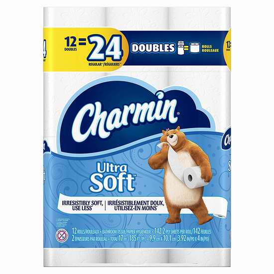  历史新低！Charmin Ultra Soft 超软双层卫生纸12卷装5折 4.99加元！