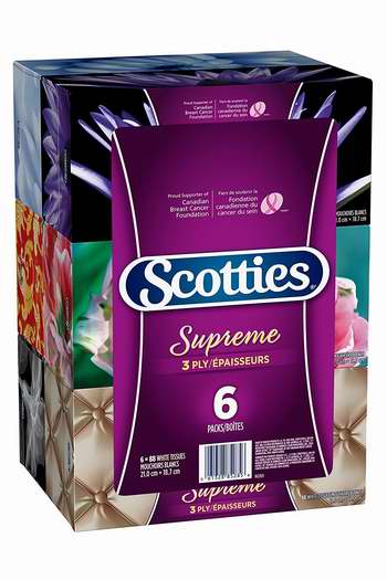  Scotties Supreme 三层超软面巾纸（88张 x 6盒）超值装 6.56加元