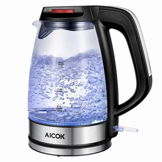  Aicok 1.7升 高级蓝光恒温 玻璃电热水壶 31.98加元限量特卖并包邮！