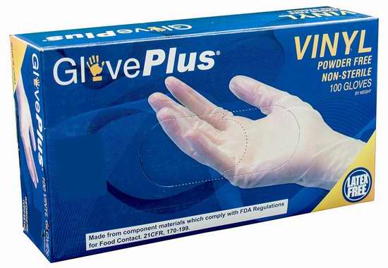  近史低价！AMMEX GlovePlus 大号 食用级乙烯基 一次性无粉手套100只装 5.89加元！