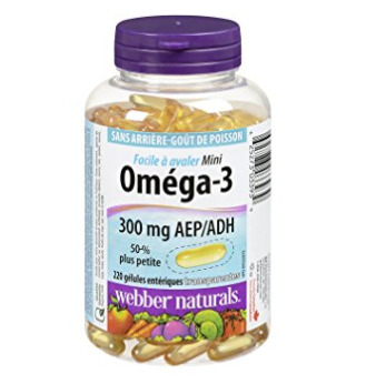  Webber Naturals Omega 3 迷你浓缩鱼油胶囊 13.27加元（220粒），原价 19.97加元