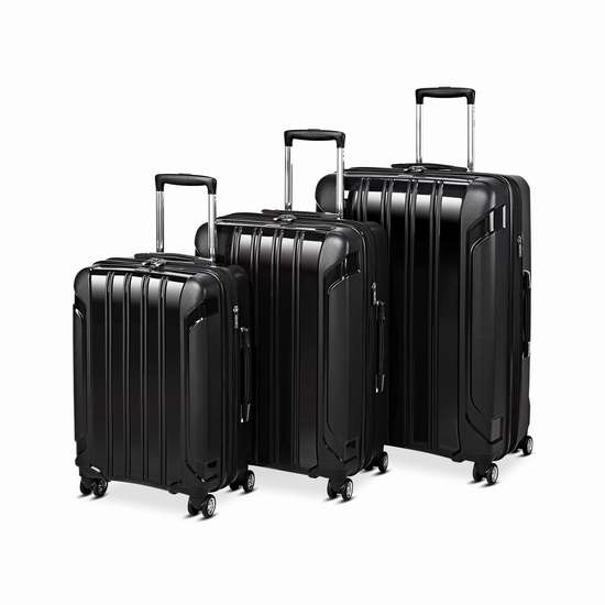  白菜价！Seville Classics MSC56011 硬壳拉杆行李箱3件套1.9折 97.51加元包邮！