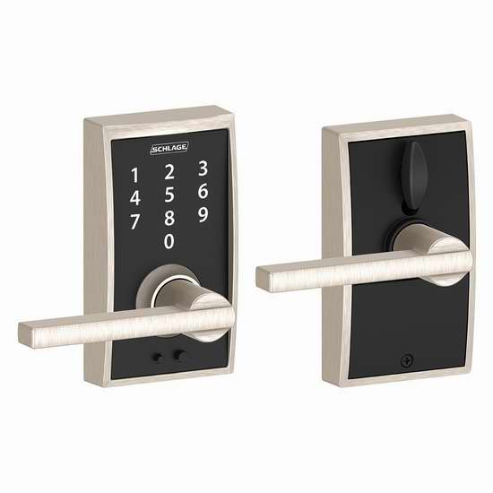  Schlage 西勒奇 FE695 CEN 619 触控式电子密码门锁 142.72加元（原价 223.15加元）+ 包邮！2色可选！