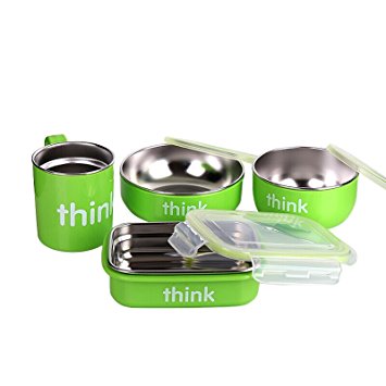  Thinkbaby 220102 Lt 儿童餐具套装 绿色款 42.99加元，原价 58.99加元，包邮