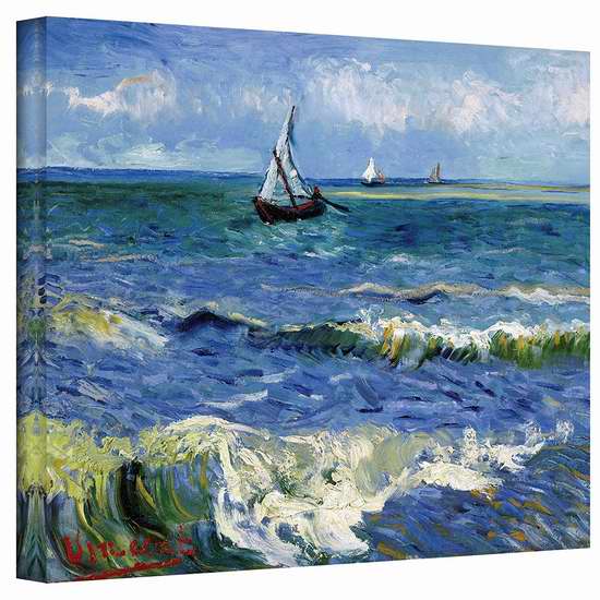  历史新低！Art Wall 海滨的渔船 36x48英寸风景帆布装饰画1.6折 43.19加元包邮！