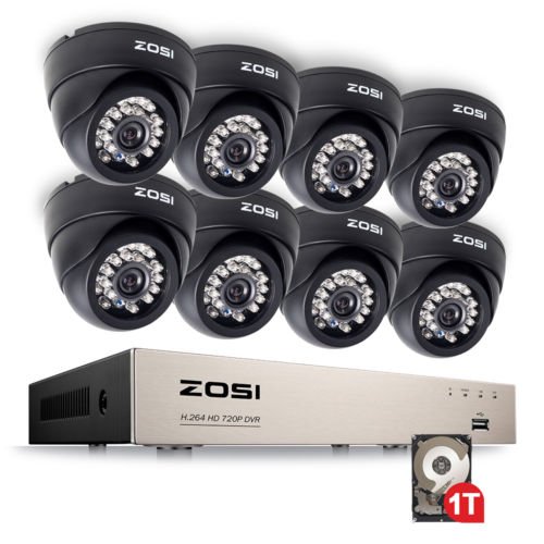  ZOSI 8CH HD-TVI 1080N 720P 8路高清监控系统+1TB硬盘 168.79加元限量特卖并包邮！