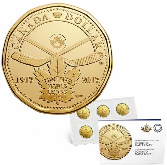  2017多伦多枫叶冰球队100周年纪念币5件套（面值5加元） 5加元销售！