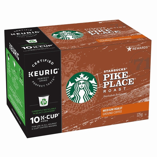  Starbucks 星巴克 Pike Place Roast K-Cup 咖啡胶囊60粒 39.22加元包邮！10种口味可选！