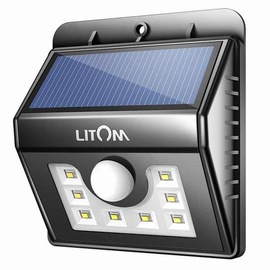  Litom 8 LED 太阳能防水运动感应灯 8.49加元限量特卖！