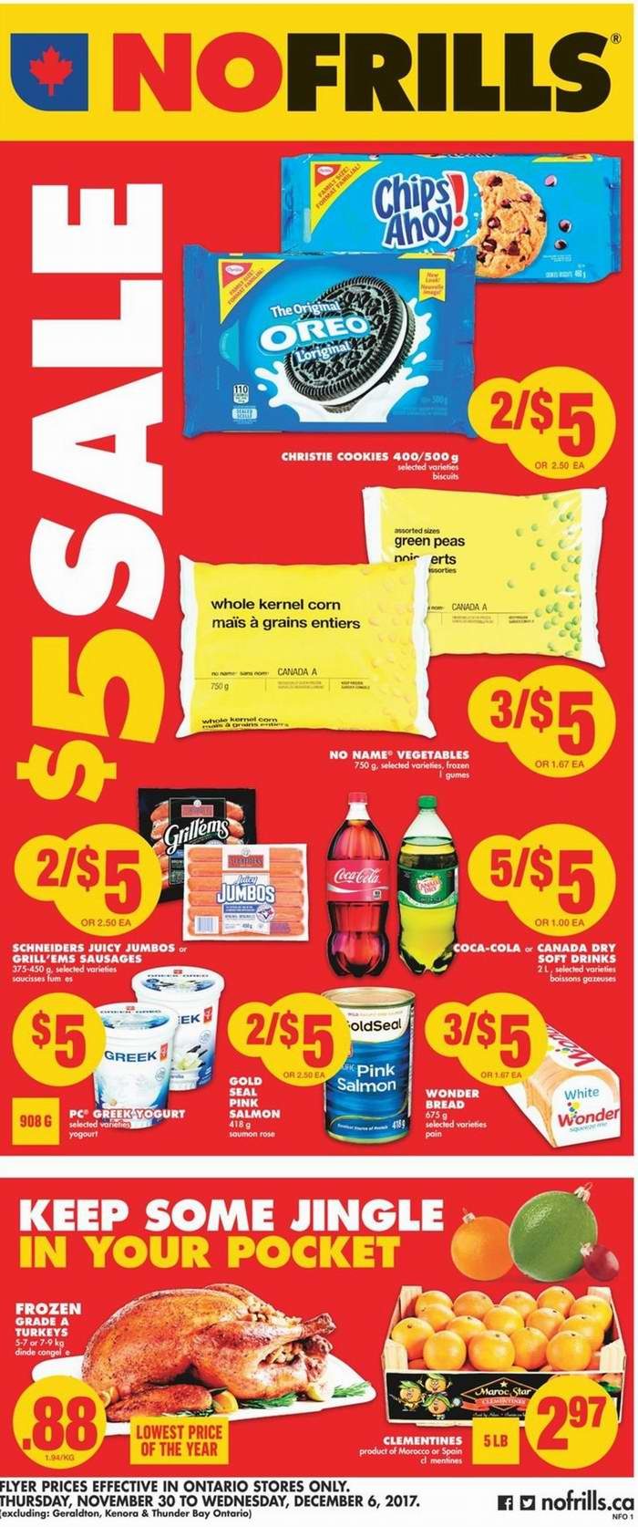 No Frills超市本周（2017.11.30-2017.12.6）打折海报
