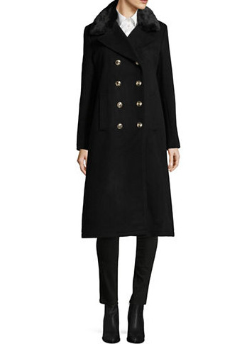  KARL LAGERFELD PARIS 双排扣羊毛混纺大衣 200加元，原价 400加元，仅限今天！