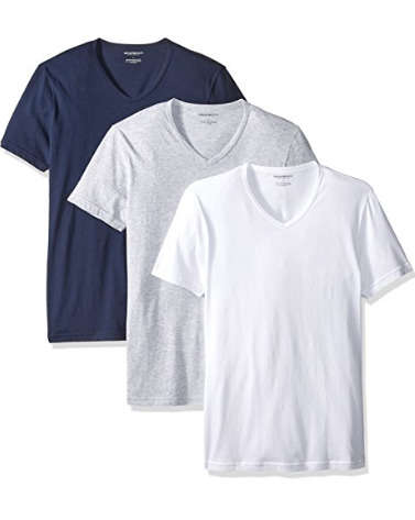  Emporio Armani 纯棉 V领 Tee 3件套 39.99加元（中号），原价 64.19加元