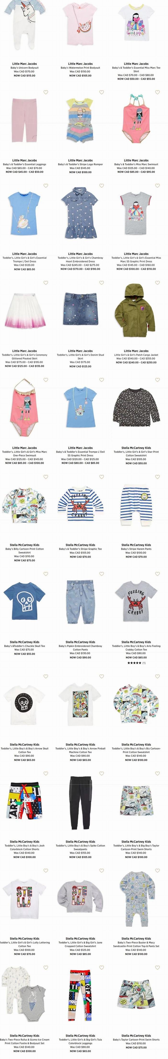 精选Marc Jacobs,  Chloe, Burberry, Stella McCartney等大牌童装 4.6折起+最高立减175加元！