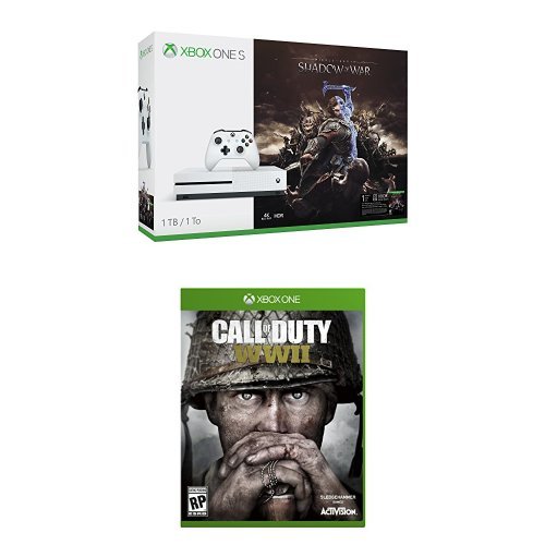  历史新低！Xbox One S 1TB 家庭娱乐游戏机+《中土世界：战争之影》+《使命召唤：二战》套装 379.99加元包邮！