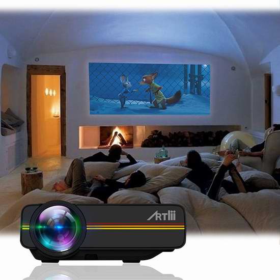  Artlii 1200流明 家庭影院投影仪 77.75加元限量特卖并包邮！两色可选！