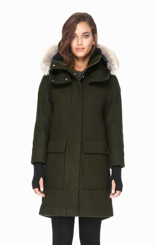  SOIA & KYO Karine-C 中长款羊毛大衣+土狼皮毛领 389.99加元，原价 649.99加元，包邮