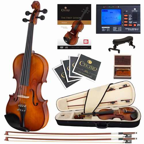  历史最低价！Cecilio CVN-300黑檀木实木小提琴套装 164.04加元，原价 244加元，包邮