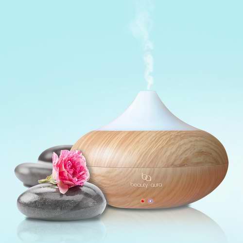  白菜价！Beauty Aura 木纹超声波香薰 /精油雾化加湿器 14.99加元，原价 34.99加元