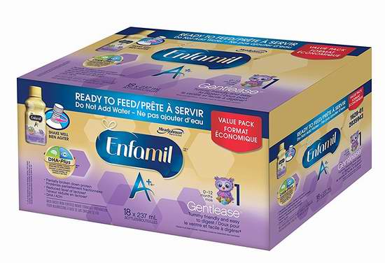  Enfamil 美赞臣 A+ Gentlease 温和配方液体奶一阶段（18x237ml） 45.3加元包邮！