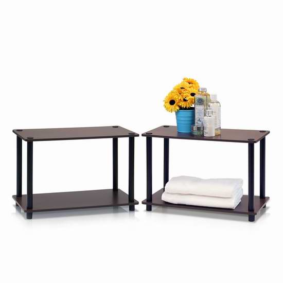  历史新低！Furinno 11250-Set-DBR 双层茶几2件套2.6折 29.01加元！