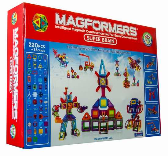  白菜价！历史新低！Magformers Super Brain 百变提拉 益智磁力积木 超级套装（220pcs）2.6折 133.08加元包邮！