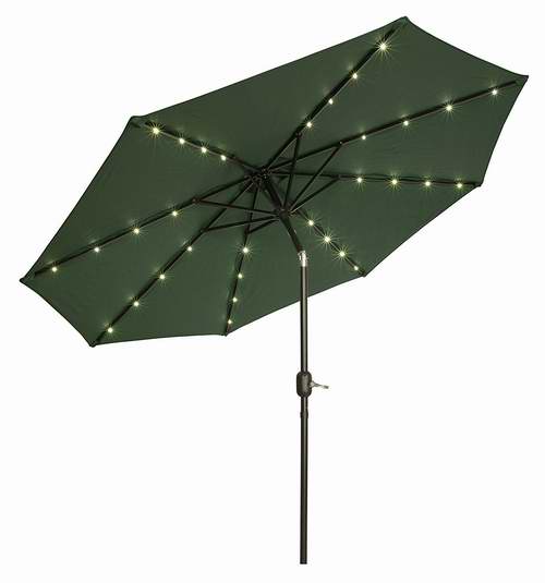  历史新低！Trademark Innovations 9英尺可倾斜太阳能LED照明庭院遮阳伞3.7折 47.53加元包邮！