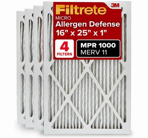 史低价!3M旗下品牌!Filtrete 1000 MPR 防过敏家庭空调暖气炉过滤网(4个装 16x25x1英寸)36.98加元(原价 56.98加元)
